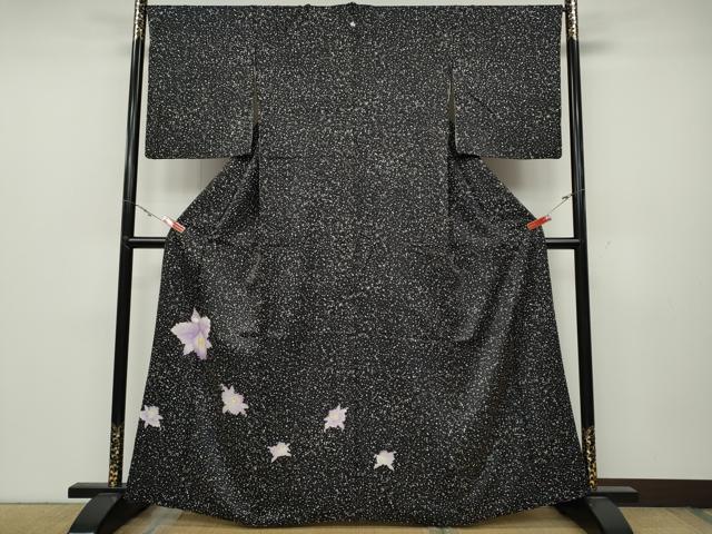 平和屋着物●訪問着　舞花文　黒地　銀座せきね　正絹　逸品　CABC2317ut