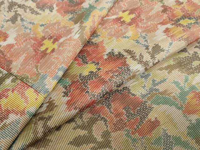 平和屋着物●本場大島紬　一元7マルキ　枝葉に鳥　正絹　逸品　未使用　AABG5853ck 平和屋着物○本場大島紬 一元7マルキ 総絣 草花文 正絹 逸品