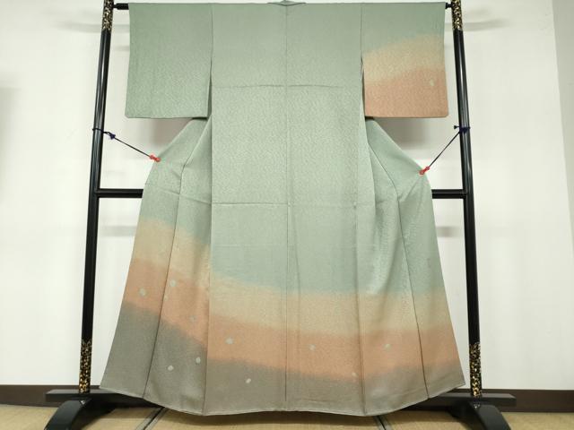 平和屋着物●訪問着　作家物　絞り　花霞文　暈し染め　金彩　正絹　逸品　DABB0655ud