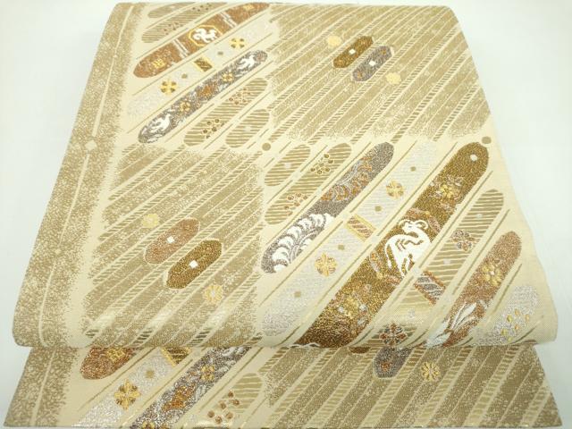 Rakuten - 平和屋着物●六通柄袋帯　紹巴織　鳥獣花文　金銀糸　正絹　逸品　未使用　DABB4484ps