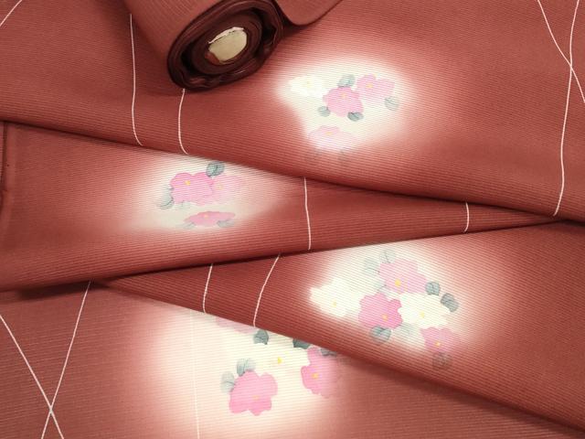 平和屋着物＊夏物　小紋　反物　着尺　駒絽　草花文　暈し染め　逸品　未使用　DABC1601zzz