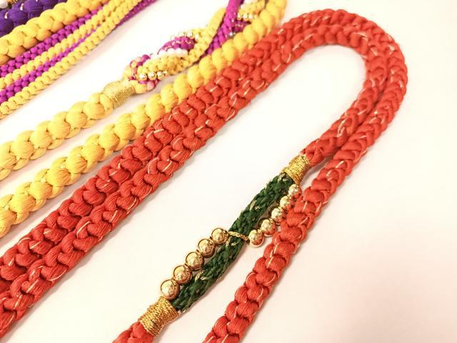 平和屋着物▼和装小物　帯締め3本セット　振袖用　飾り付き　パール　金糸　逸品　CABC2453vp