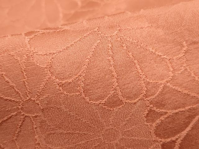 平和屋着物■上質な色無地　菊尽くし地紋　肉桂色　正絹　逸品　DABA9427qa