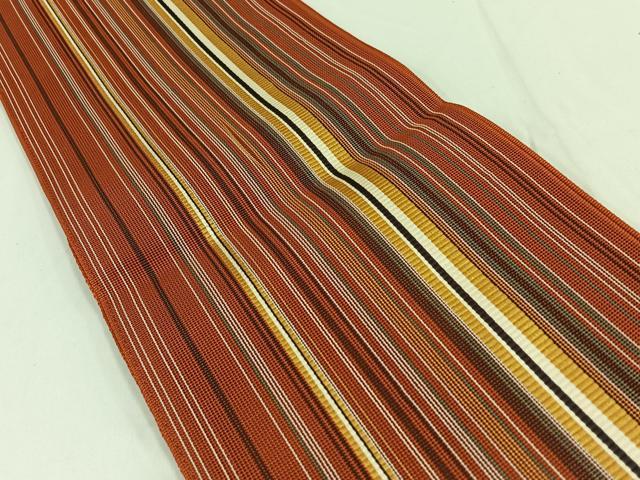 平和屋着物＊夏物　半幅帯　縞　正絹　逸品　AAAX9407jh