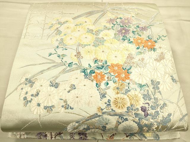 平和屋着物◎六通柄袋帯　唐織　草花文　藤　金銀糸　引箔　正絹　逸品　CAAP8320ft