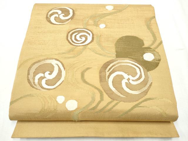 Kimono - 平和屋着物●太鼓柄袋帯　紬地　すくい織　抽象文　正絹　逸品　未使用　CABB9539hy