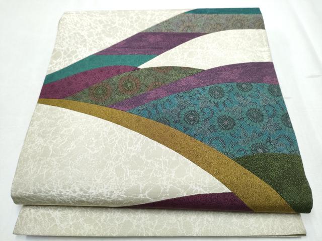 平和屋着物●銀座もとじ　重要無形文化財　人間国宝　中村勇二郎　太鼓柄袋帯　切嵌　菊唐草文　正絹　逸品　CABC5240hy