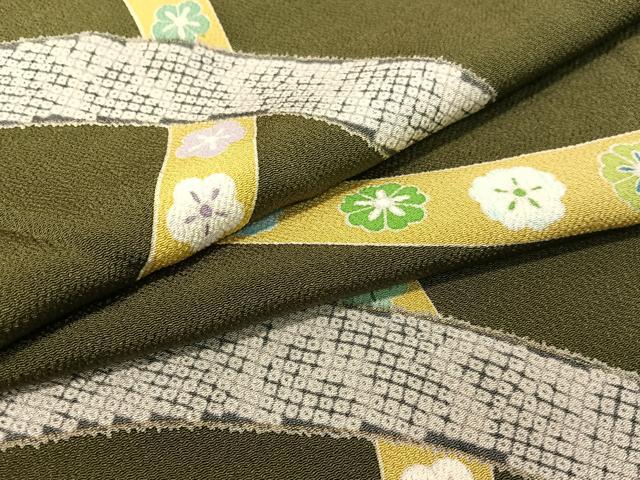 平和屋着物●上質な小紋　丸重ね鹿の子花文　鬼しぼ縮緬　正絹　逸品　CABC2785vp