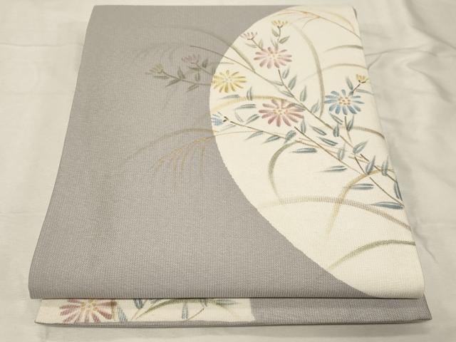 平和屋着物●六通柄袋帯　手描き　草花丸文　金彩　正絹　逸品　CABC4646dy