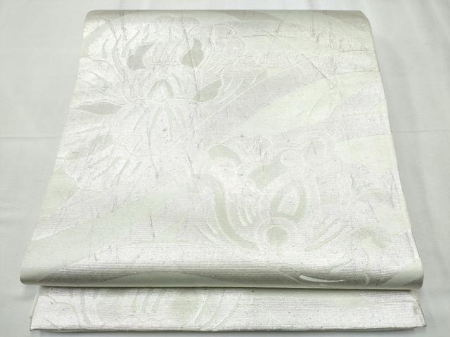 平和屋着物●西陣　川島織物　六通柄　本袋帯　舞花文　銀糸　正絹　逸品　CABC5446hy