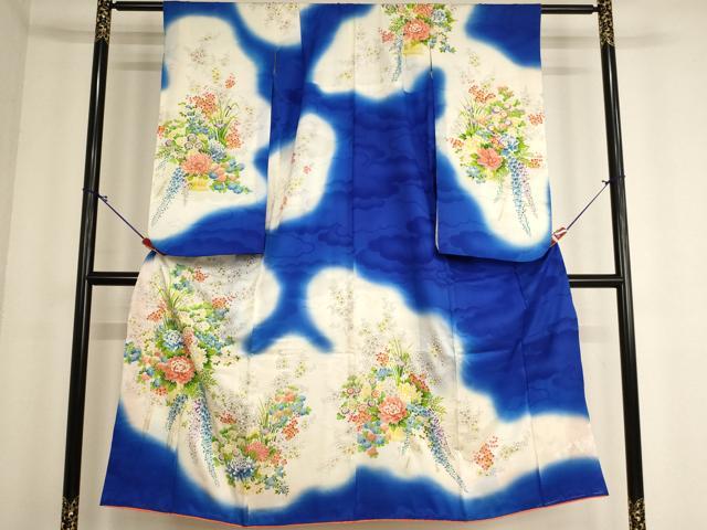 平和屋着物∵女の子　十三参り　子供　祝着　花篭文　暈し染め　金彩　逸品　AABF2237ja