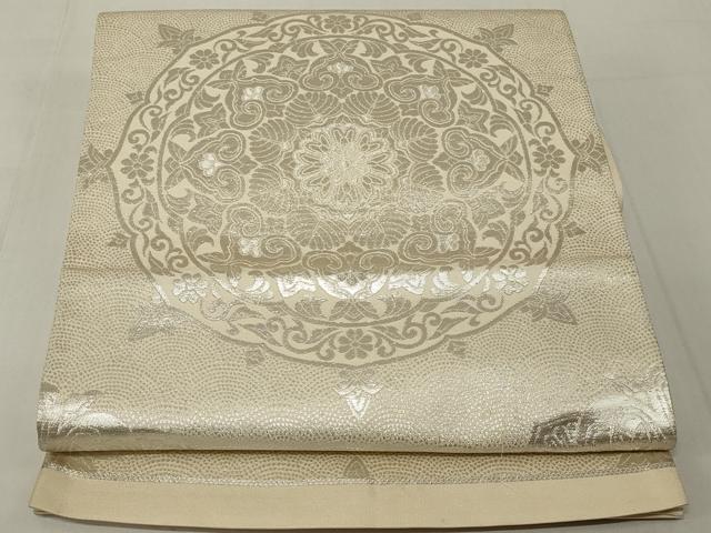 Rakuten - 平和屋着物◎六通柄袋帯　花絵皿文　銀糸　正絹　逸品　未使用　AABF3723ou
