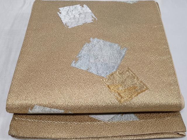 平和屋着物◎六通柄袋帯　破れ色紙文　金銀糸　正絹　逸品　CABC6033vf