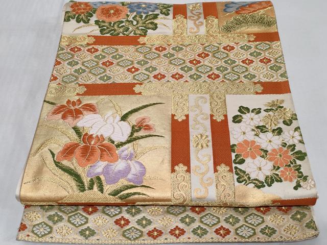 Other - 平和屋着物◎六通柄袋帯　唐織　天井花文　金糸　正絹　逸品　CABC6034vf