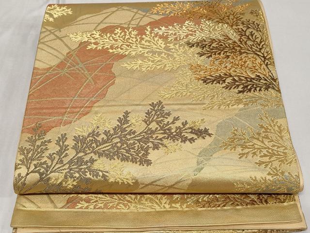 Rakuten - 平和屋着物◎六通柄袋帯　草木文　金糸　正絹　逸品　CABC6050vf