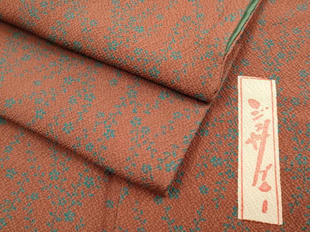 Full-Length Under-Kimono - 平和屋着物●世界的人形師　辻村寿三郎　ジュサブロー　小紋　草花文文　鬼しぼ縮緬　正絹　逸品　DABA8992du