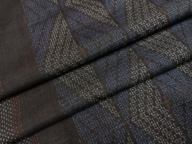 平和屋着物●本場結城紬　重要無形文化財　80亀甲　間道　正絹　逸品　AABF6090ph