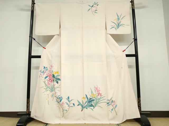 平和屋着物●訪問着 友禅 作家物 草花文 正絹 逸品 DABB0716ud