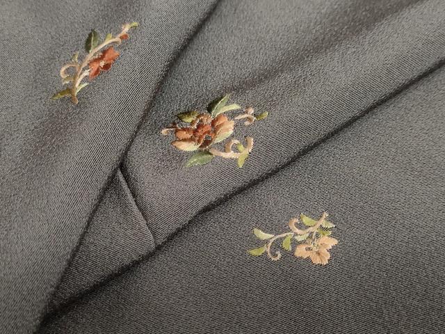 平和屋着物●上質な小紋　総刺繍　草花文　金銀彩　正絹　逸品　DABB0743ud