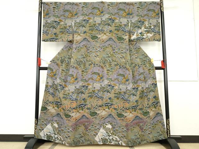 Uramono - 平和屋着物●前田仁仙　仁仙更紗　訪問着　重ね山鳳凰吉祥草花文　正絹　逸品　AABF6620cs