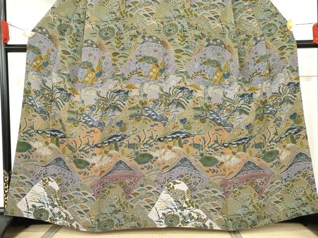 平和屋の平和屋着物●前田仁仙　仁仙更紗　訪問着　重ね山鳳凰吉祥草花文　正絹　逸品　AABF6620cs｜アングル3