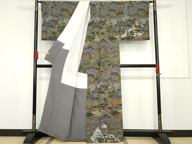 平和屋の平和屋着物●前田仁仙　仁仙更紗　訪問着　重ね山鳳凰吉祥草花文　正絹　逸品　AABF6620cs｜アングル2