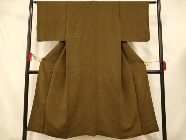 平和屋着物■人間国宝・南部芳松の息子 伝統工芸伝承者彫刻・南部幸雄　型染　小紋　草花丸文　鬼しぼ縮緬　正絹　逸品　AABE8836fw