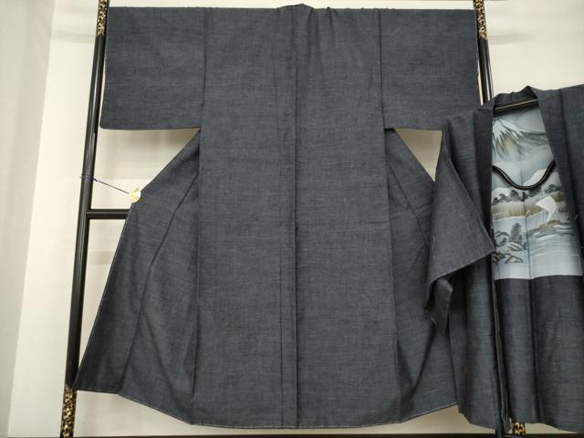 平和屋着物●男性　結城紬　アンサンブル　杢　正絹　逸品　未使用　AABF8228ck