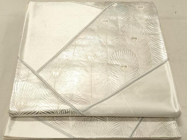 乐天商城 - 平和屋着物◎六通柄袋帯　唐織　孔雀羽根文　銀糸　正絹　逸品　DABA2395ya