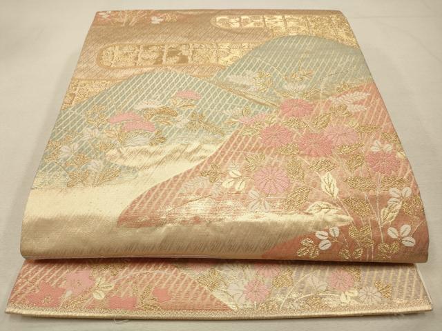 平和屋着物◎六通柄袋帯　唐織　さがび錦　遠山秋草文　金糸　正絹　逸品　CAAS4365qe