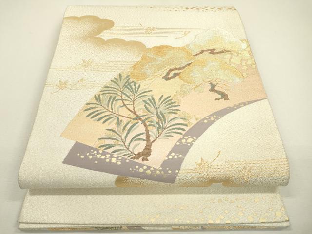 平和屋着物▼太鼓柄袋帯　地紙重ね松文　金銀糸　正絹　逸品　DAAX9620fe