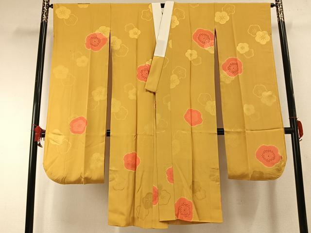 平和屋着物●振袖用長襦袢　袷　絞り　舞花文　金彩　正絹　逸品　AABF5945fy