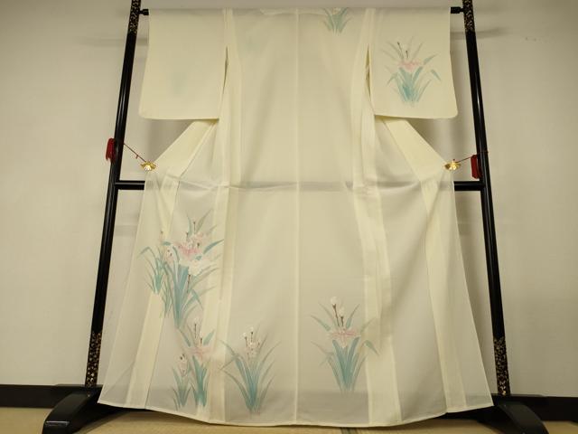 Kimono - 平和屋着物＊夏物　訪問着　絽　手描き　草花文　正絹　逸品　AABF9441jd
