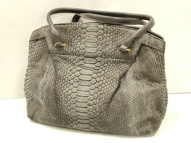 平和屋着物▼ファッション小物 BORELLI P.ボレッリ ピエリナ ハンドバッグ パイソン ヘビ革 保管袋付 逸品 AABE9140ay