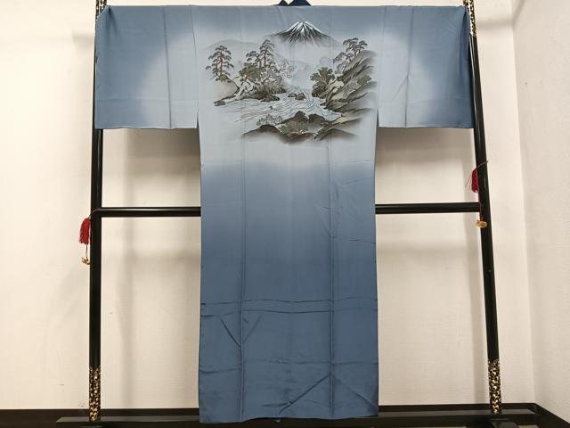 Other - 平和屋着物●男性　長襦袢　袷　人物樹林文　富士山　正絹　逸品　未使用　AABG0417ph