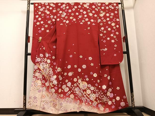 平和屋着物●豪華振袖　刺繍　手鞠　金彩　正絹　逸品　AABG1081ph