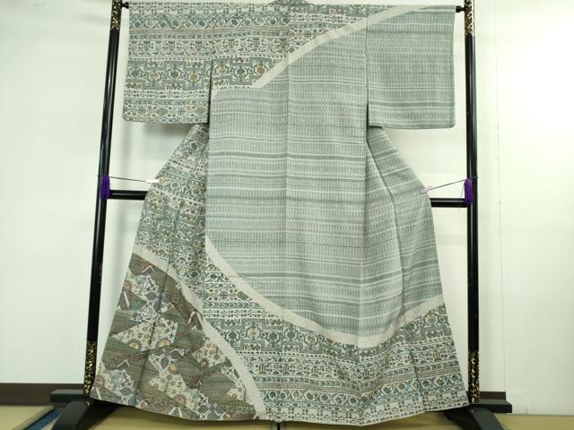 平和屋本店●極上　中国三大刺繍　スワトウ刺繍　汕頭刺繍　相良刺繍　訪問着　切嵌花唐草文　金糸　逸品　DZAB4357kh6