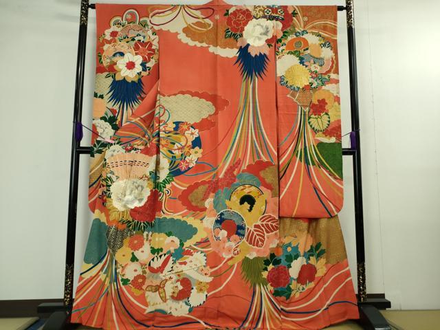 Rakuten - 平和屋本店●極上　アンティーク　大正ロマン　振袖　駒刺繍　薬玉花文　金銀糸　逸品　DZAB4371kh6