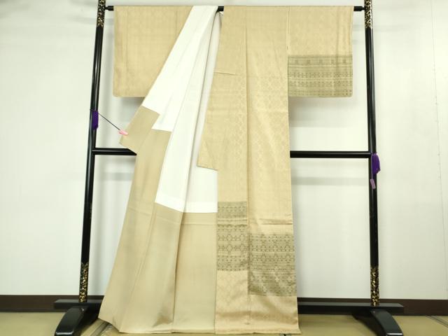 平和屋の平和屋本店●希少　首里の織物　首里花織　新垣みどり作　訪問着　紬地　蒸栗色地　証紙付き　逸品　未使用　DZAB4485kh6｜アングル2