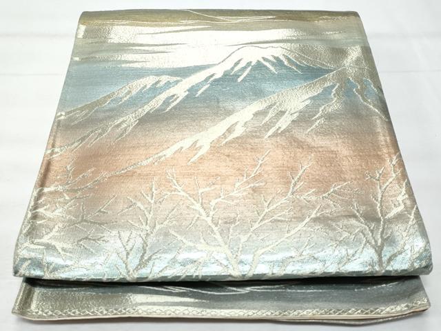 平和屋着物◎六通柄袋帯　遠山風景文　銀糸　正絹　逸品　CABB7941fb
