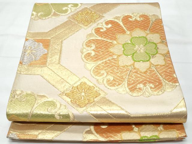平和屋着物◎六通柄袋帯　蜀江花文　金銀糸　正絹　逸品　CABB7954fb