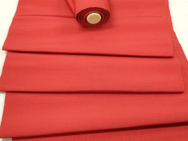 平和屋着物▼本場筑前博多織　名古屋帯　帯反物　赤丹色　証紙付き　逸品　未使用　DABB6025we