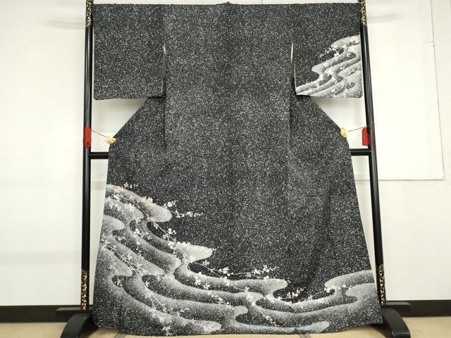 新古品！美品＊黒＆白＊たたき染め＊タテ柄＊粋＆モダン＊着物＊１６１ｃｍ＊裄６５ 楽天市場】たたき染めの通販