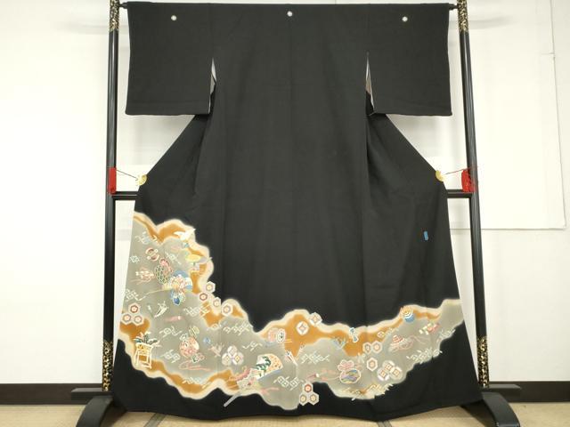 长襦袢 - 平和屋着物●本加賀友禅作家　押田正義　黒留袖　飛鶴吉祥宝尽くし　正絹　逸品　AABF9136cs