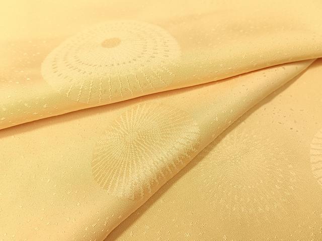 平和屋着物●上質な色無地　番傘地紋　淡黄色　正絹　逸品　CABC9745vp
