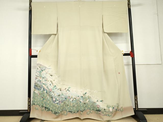 Full-Length Under-Kimono - 平和屋着物●本加賀友禅作家　前川哲　色留袖　梅松花文　暈し染め　正絹　逸品　AABG3513cs