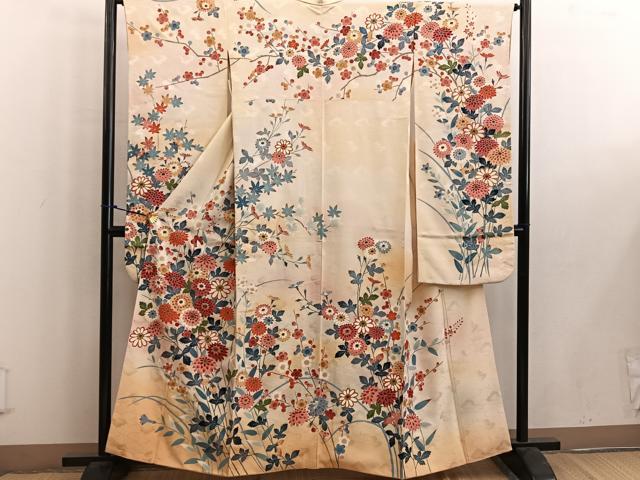 平和屋着物●本加賀友禅作家 押田正義 振袖 菊花文 暈し染め 金彩 正絹 逸品 BAAW6342mz
