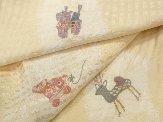 長襦袢 - 平和屋着物●長襦袢　無双仕立て　絞り　動物玩具文　正絹　逸品　CABD0220ut
