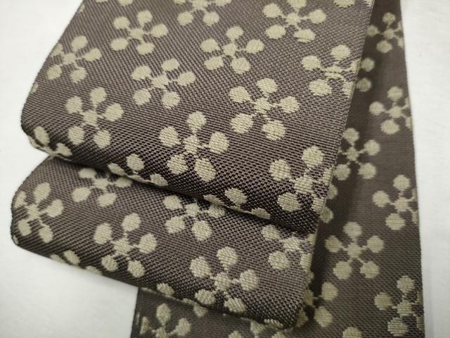 平和屋着物●男性　本場筑前博多織　角帯　梅鉢　正絹　逸品　CABF8522hy