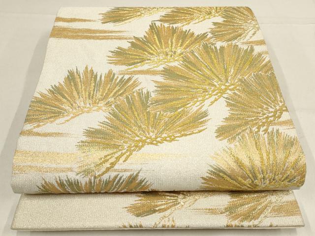 平和屋着物▼西陣の老舗アート裕(津村織物)二代目・津村千太郎 百金綴 六通柄袋帯 奉祝織 百金松葉寿 金銀糸 証紙付き 逸品 AABF7208wj...